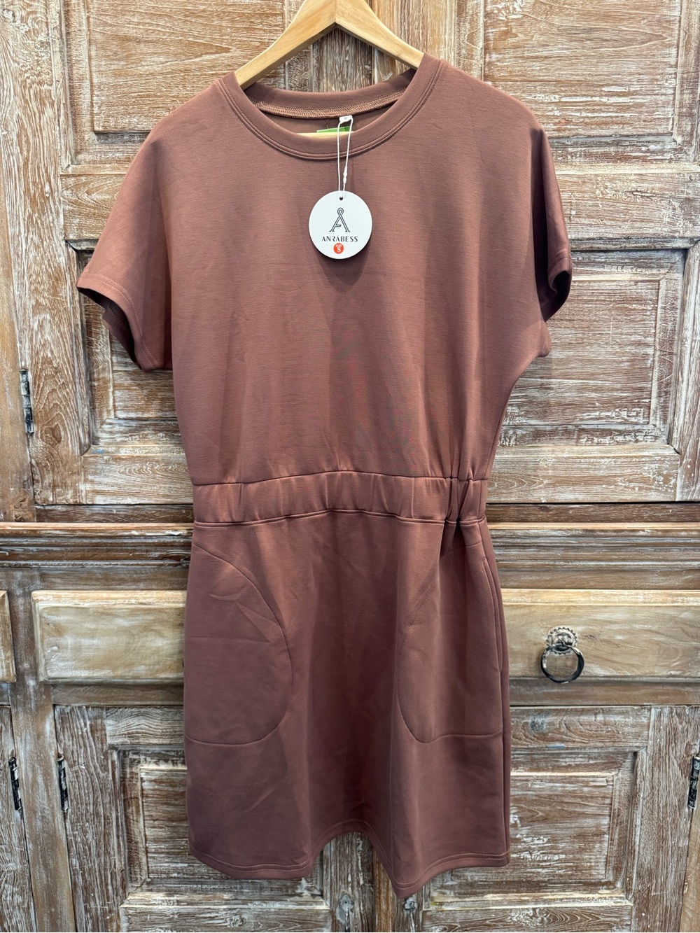 ANRABESS Soft Crewneck Tee in Muted Clay